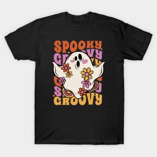 Spooky & Groovy Ghost // Vintage Halloween Spooky Vibes T-Shirt